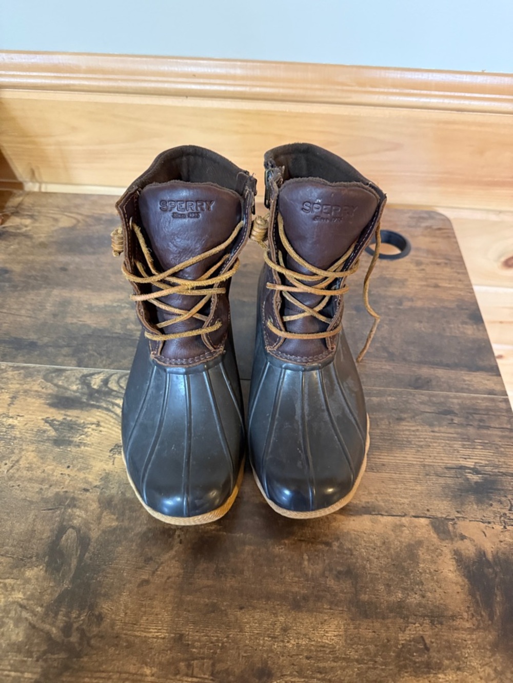 Sperry Brown Leather & Dark Gray Waterproof Duck Boots